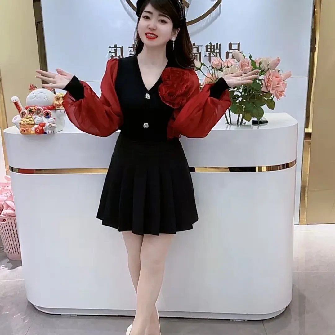 高级重工秋冬新款钉珠法式洋气显瘦时尚针织衫