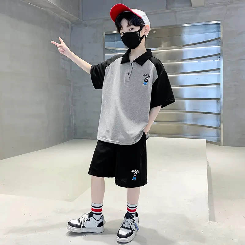 男童夏装套装2025新款男孩中大儿童夏季短袖POLO衫运动帅气时髦潮