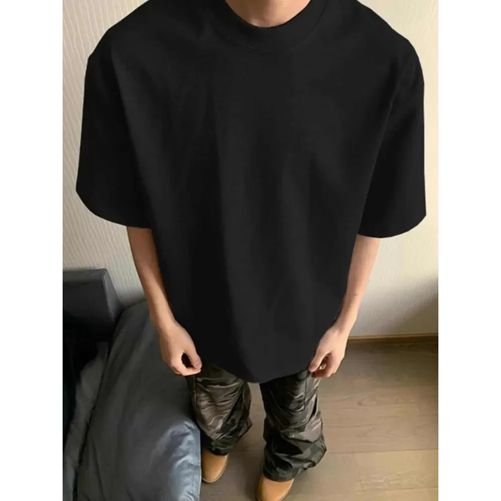 春季基础款短袖T恤纯棉内搭打底衫重磅休闲圆领男装半袖痞帅上衣