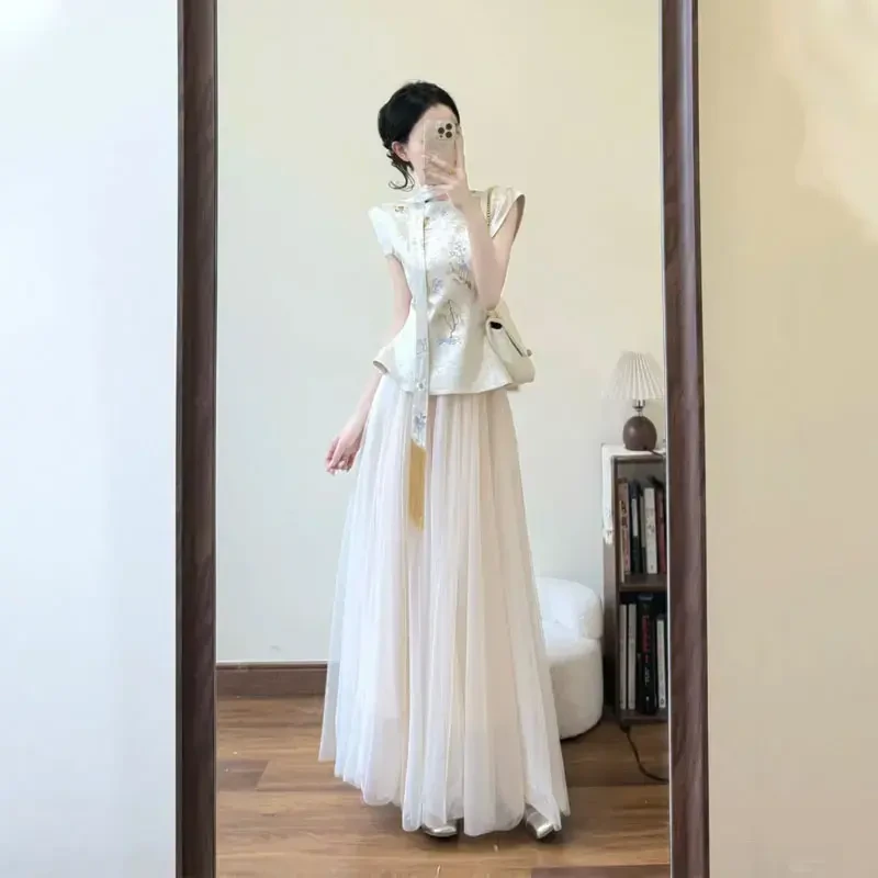 2025夏季一整套轻奢高级感气质时尚新中式上衣显瘦半身裙套装女
