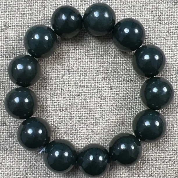 【欣玉推荐】和田玉高货青玉手串jd-3约18mm