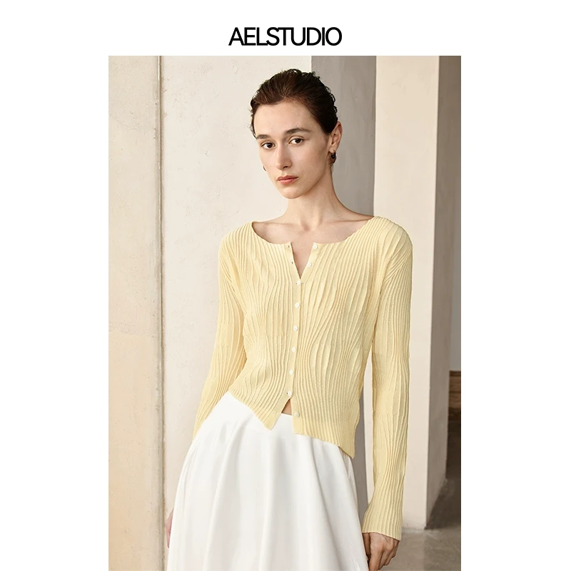 AEL慵懒版上衣针织开衫外套2025年女士过年衣服百搭毛衣AS4CZ266