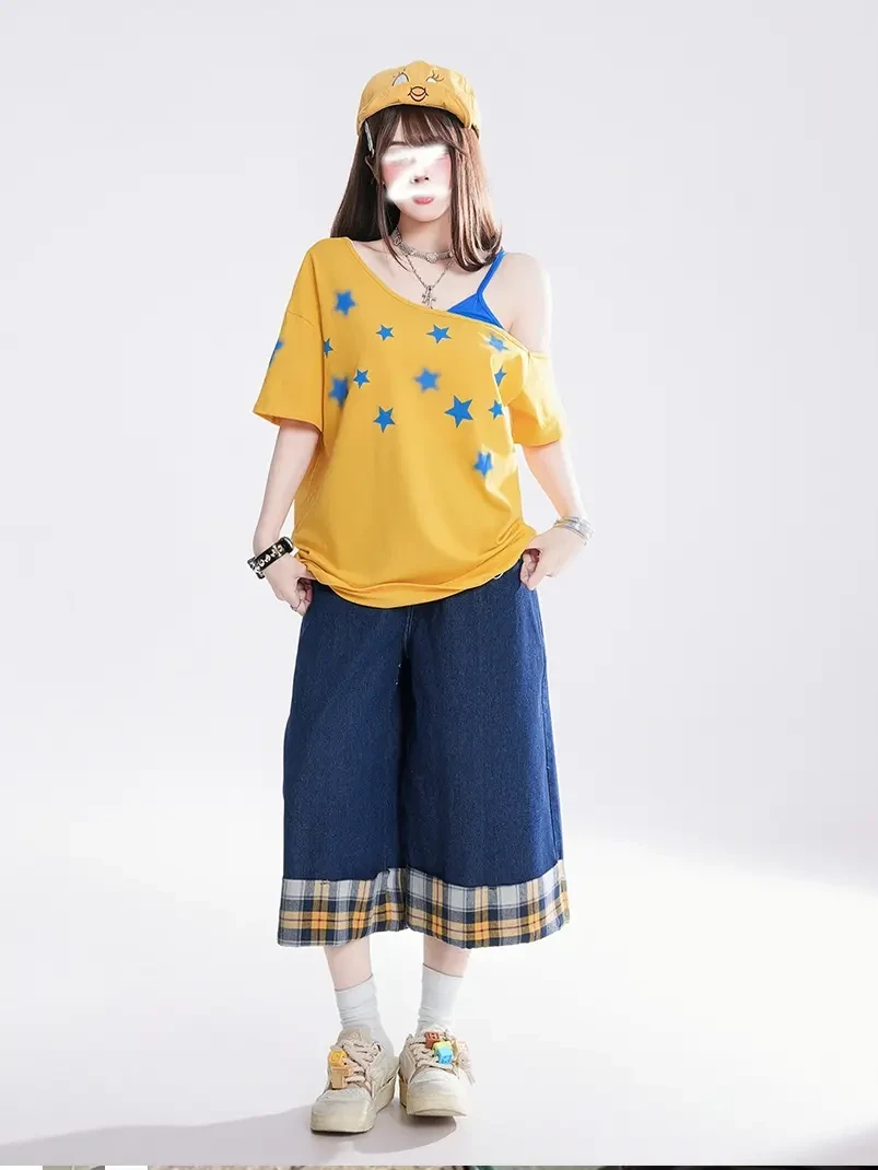 夏季新款一字领短袖t恤女百搭显瘦时尚洋气设计感气质斜肩上衣服