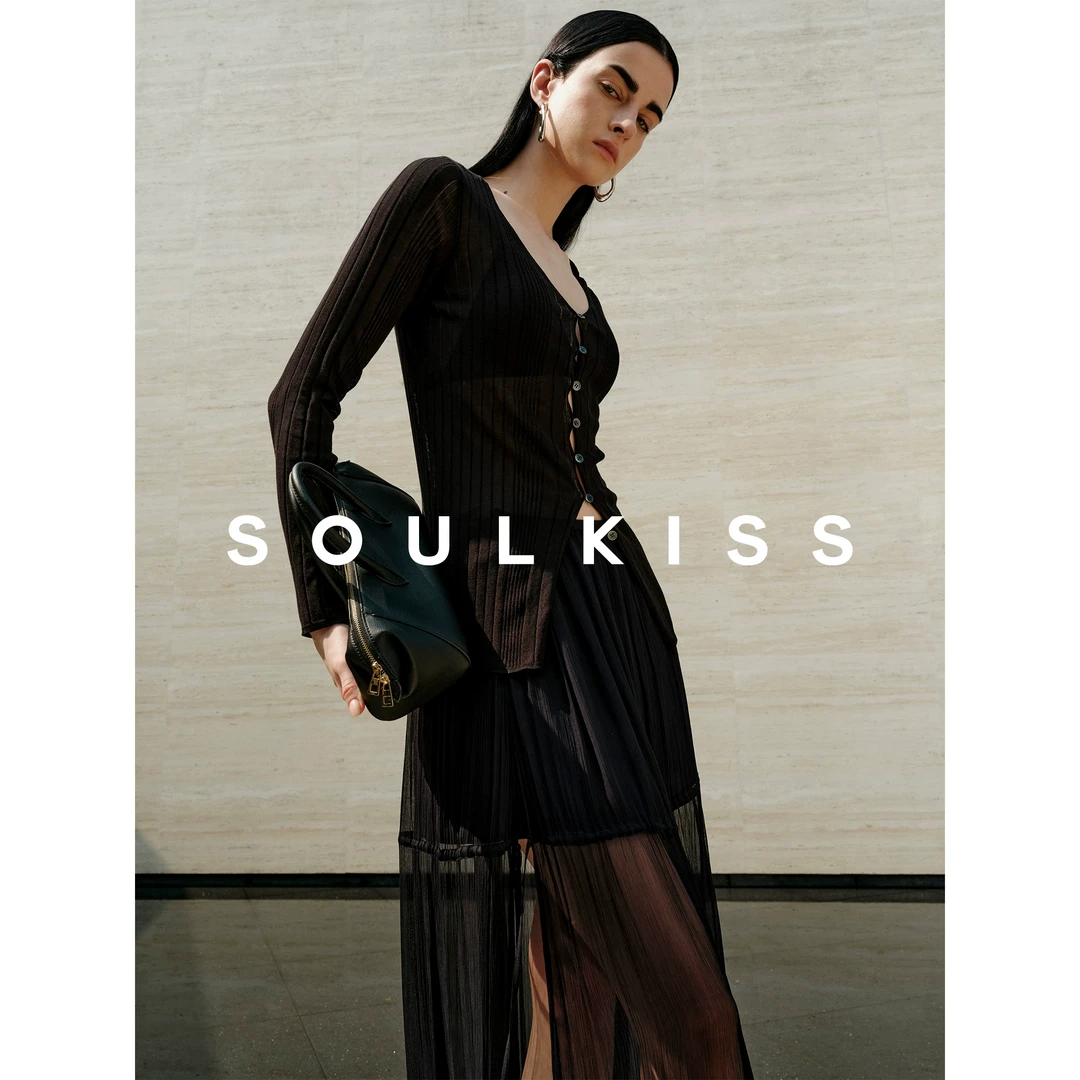 SOULKISS人手B入 神级显瘦日本进口三醋酸微透氛围感V领针织开衫