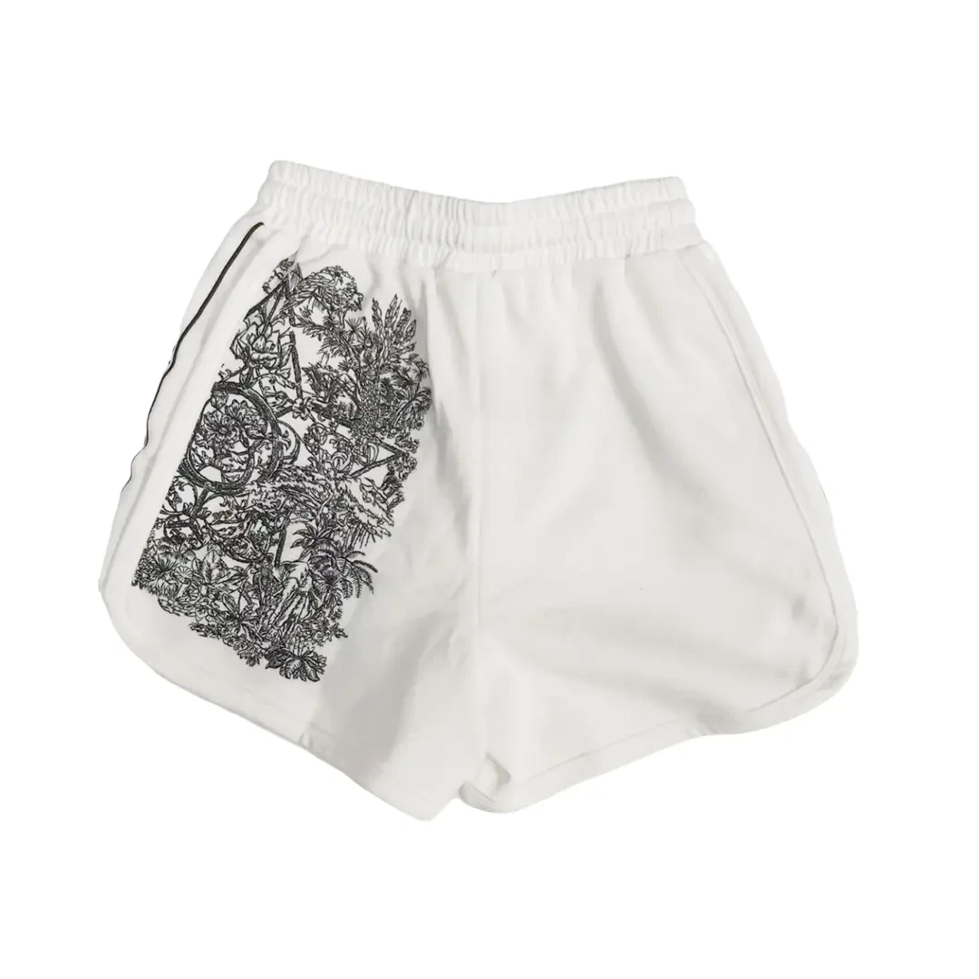 显瘦大长腿白色时尚百搭重工刺绣短裤5006