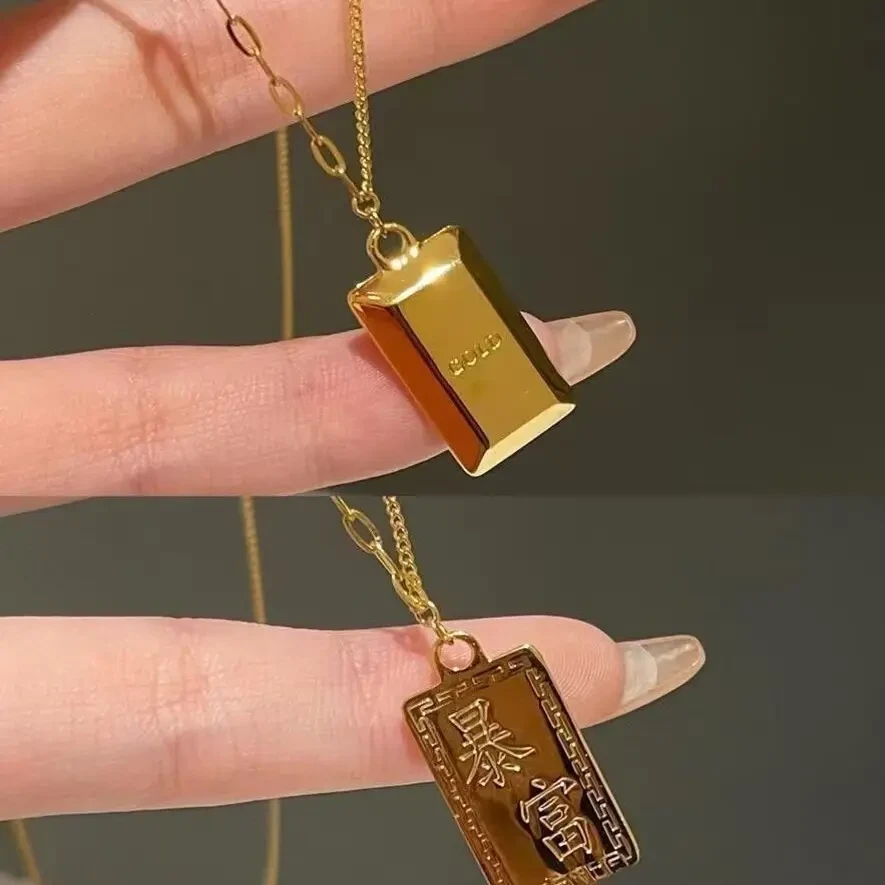 钛钢吊坠 【欣亿】铜合金小方砖项链 时尚 经典 不掉色