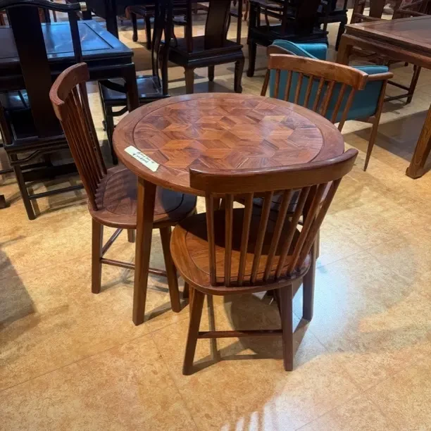 新中式圆珠四件套桌椅原木色刺猬紫檀