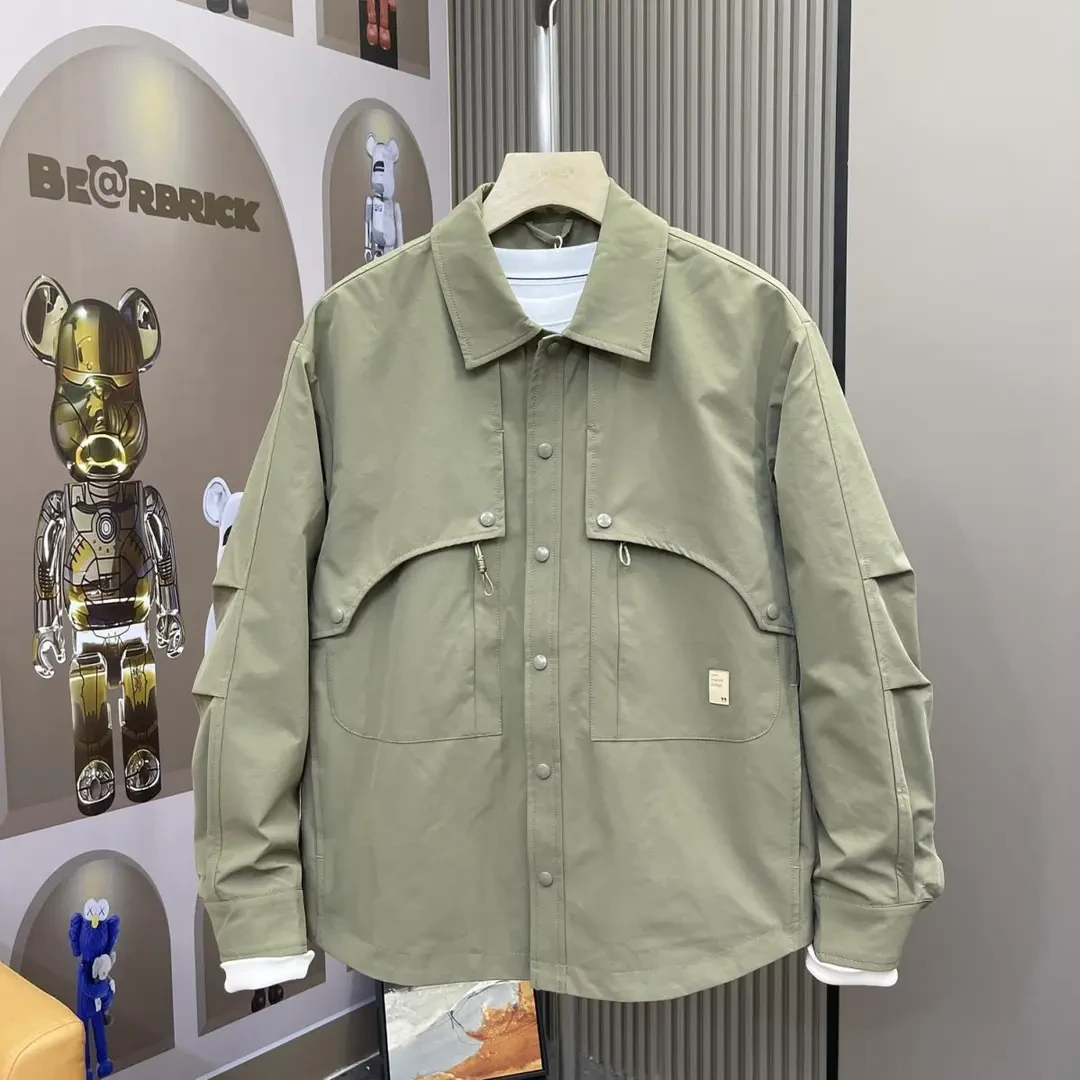 【Starlight】2025春秋新款男韩版工装风翻领外套港风纯色简约秀禾