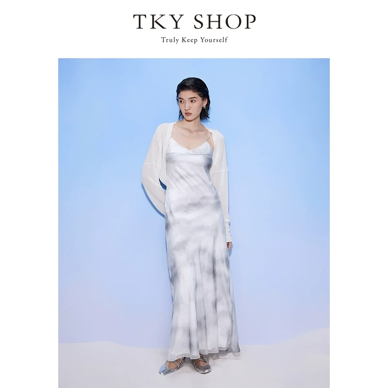 TKYSHOP优雅气质轻奢梦幻风新中式水墨风吊带连衣裙 10H1WA11J170