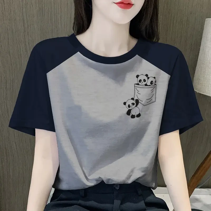 复古插肩短袖t恤衫女士2025新款棉质体恤设计感小众上衣洋气显瘦