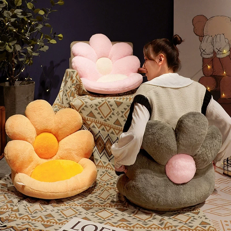 新款花朵坐垫屁垫办公室毛绒坐椅腰垫靠背垫学生宿舍厚礼品