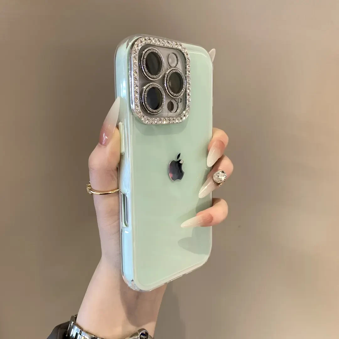 小清新果冻纯色适用iPhone16promax手机壳闪粉镜头15可爱14Pro/13