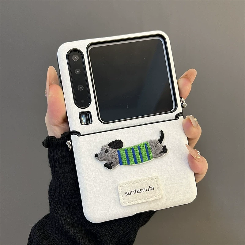 卡通腊肠狗皮纹适用华为purax典藏版折叠屏手机壳pocket2挂绳女款