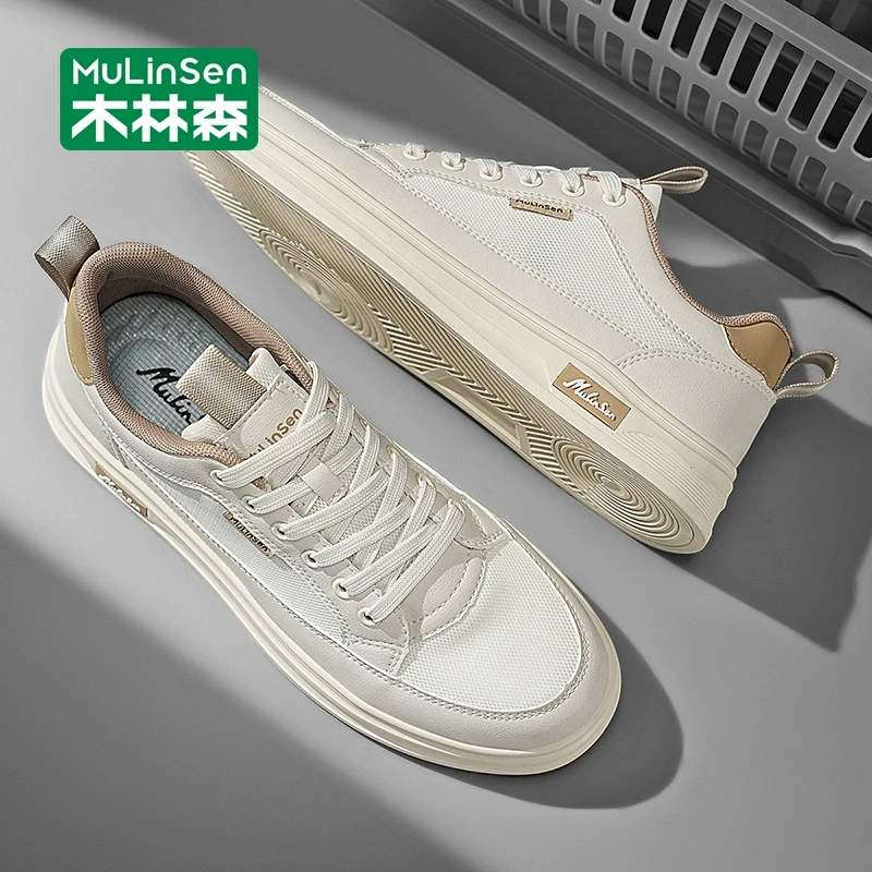 木林森男鞋秋季2025新款网面软底工作板鞋男百搭青年休闲小白潮鞋