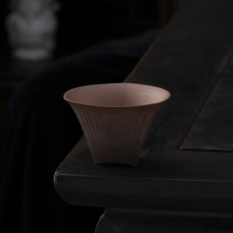 【云由-三棱主人杯】老岩茶杯粗陶泡茶手工功夫防烫茶具