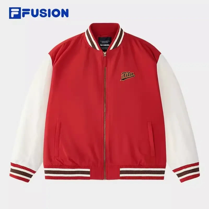 FUSION斐乐情侣棉服2025春新款休闲拼色刺绣球服T11U512901F