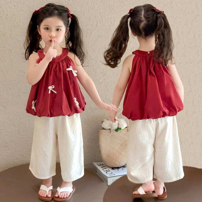 女童夏套装2025新款洋气儿童薄款夏装小童宝宝夏日绝美背心两件套