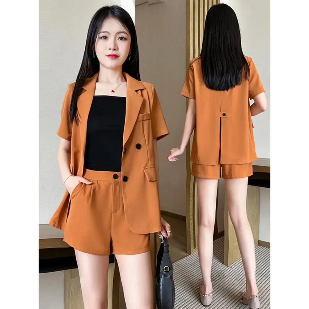 薄西装套装女夏季2025新款时尚休闲短裤小个子西服两件套装高级感