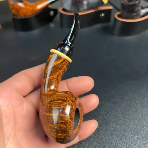 石楠木手工烟斗进口石楠木烟斗自由式烟斗3mm烟道手工带饰圈烟斗