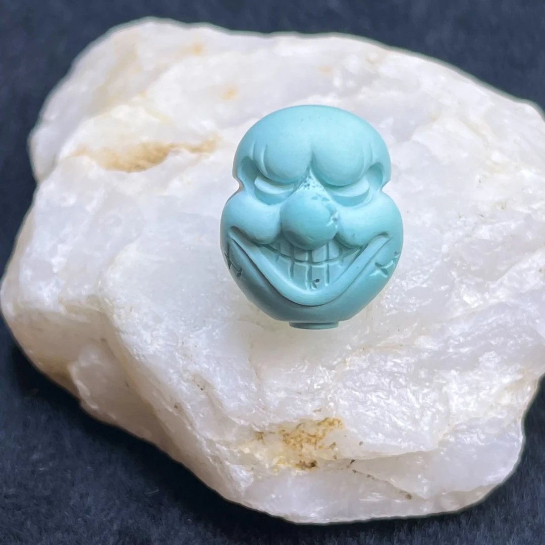 原矿绿松石精品双面雕刻三通