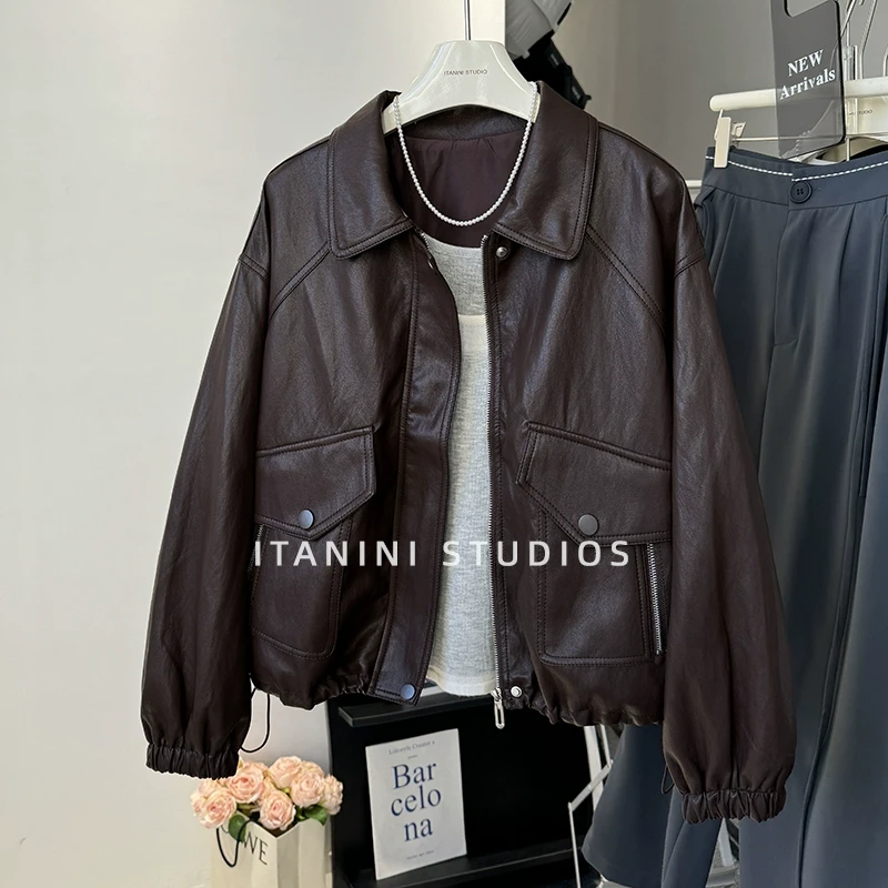 皮衣女短款2025机车春装新款韩版宽松设计感宽松休闲女装夹克上衣