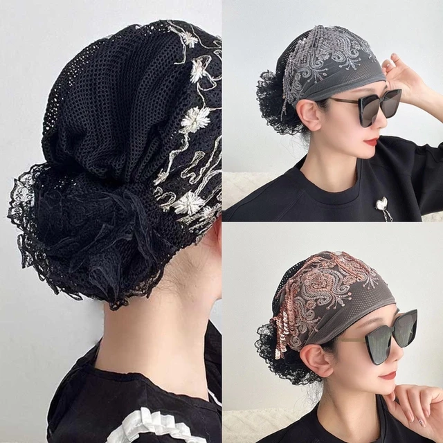 化疗后女士光头帽秋季新款家居帽蕾丝女式遮白发帽子包头帽发带帽