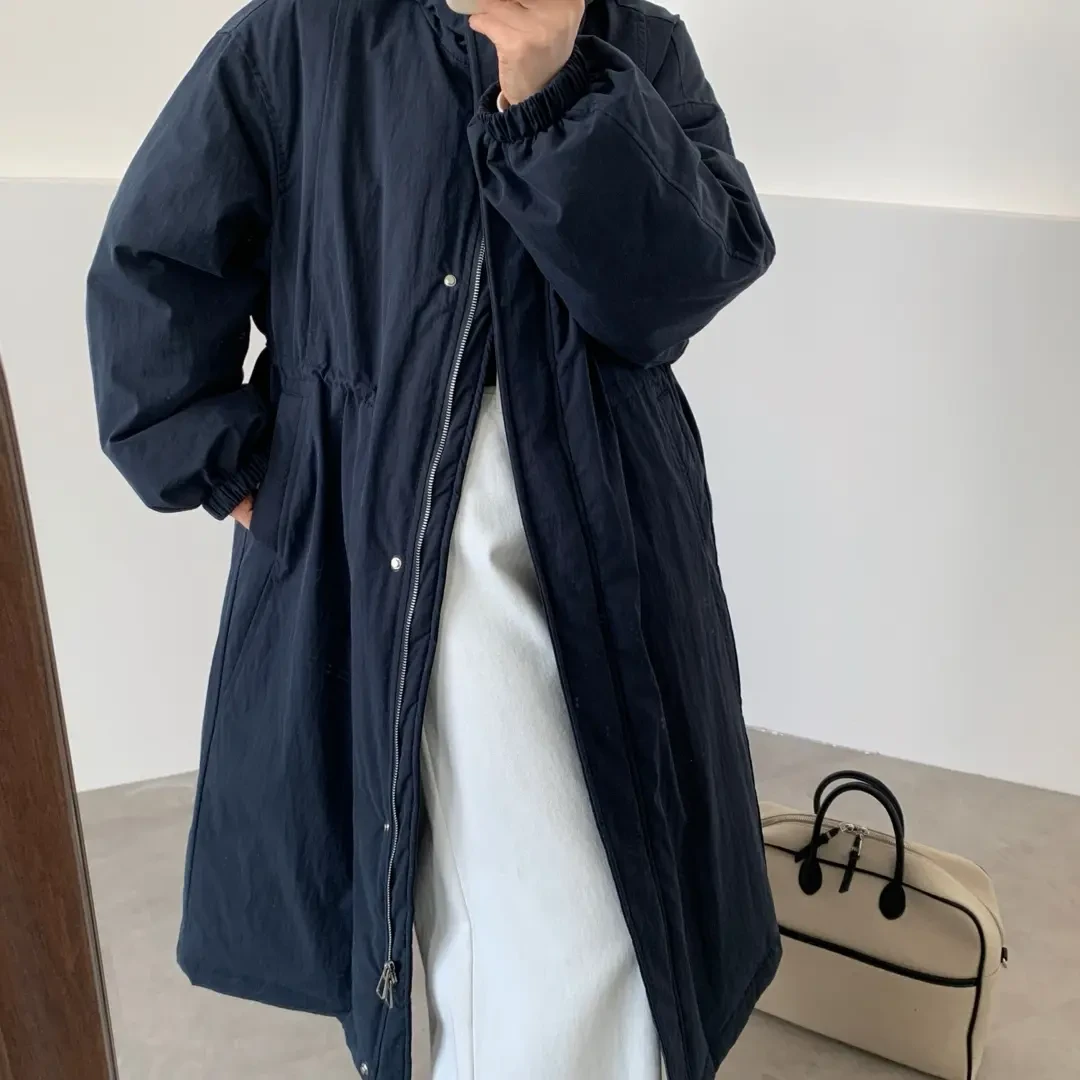 2025新款韩系连帽加厚保暖羽绒服女冬季长款纯色街头风外套