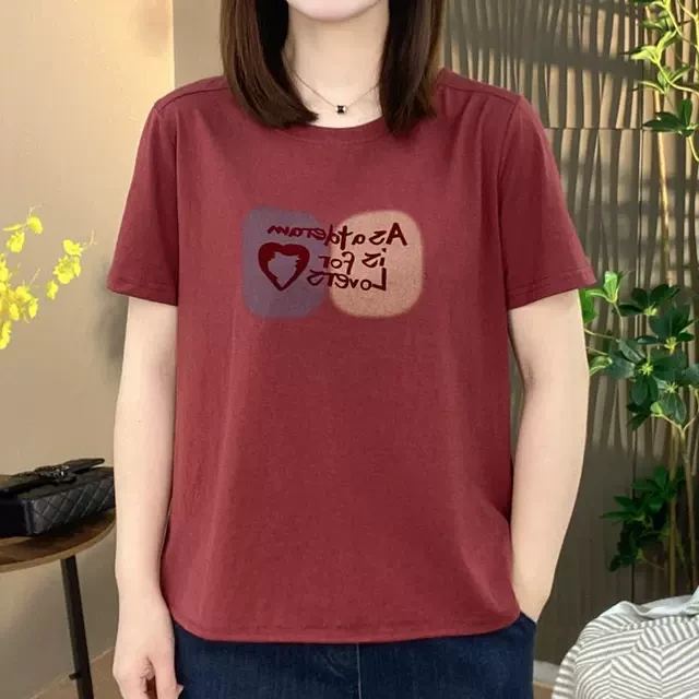 大码女装短袖t恤2025夏季新款洋气中年妈妈装宽松遮肚子半袖上衣
