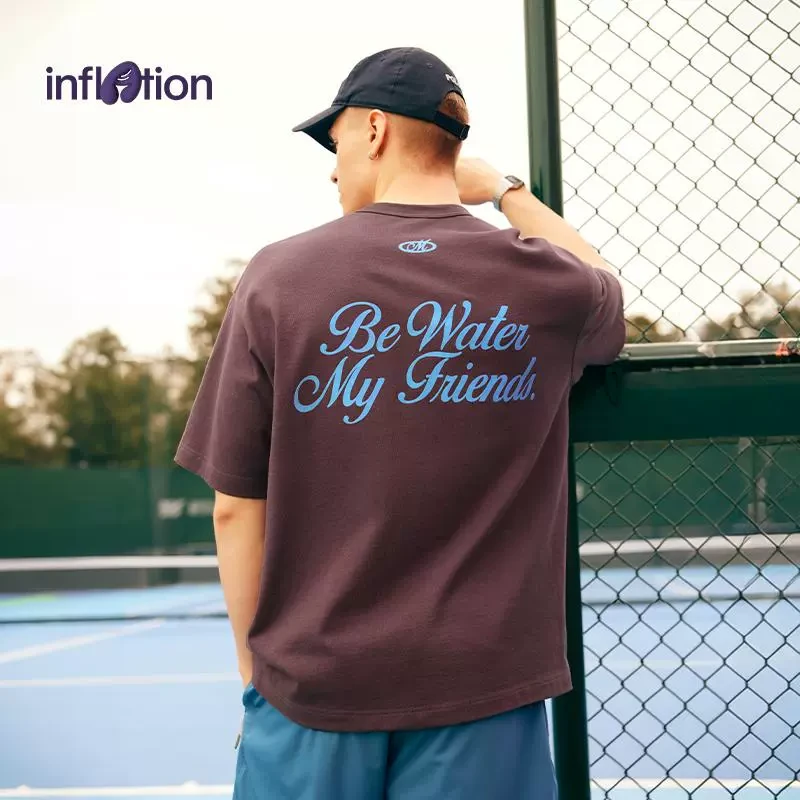 膨胀潮牌口袋植绒印花T恤2025春夏新款美式复古重磅宽松短袖男