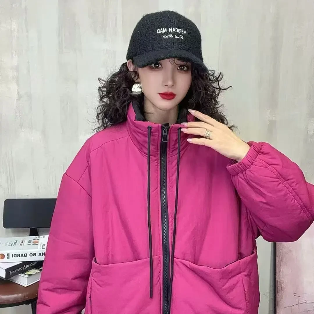 新款超柔软时尚韩版立领大口袋休闲棉衣秋冬保暖外套