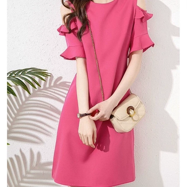 法式气质连衣裙女2025夏季新款黑色高级感露肩荷叶袖中长款a字裙