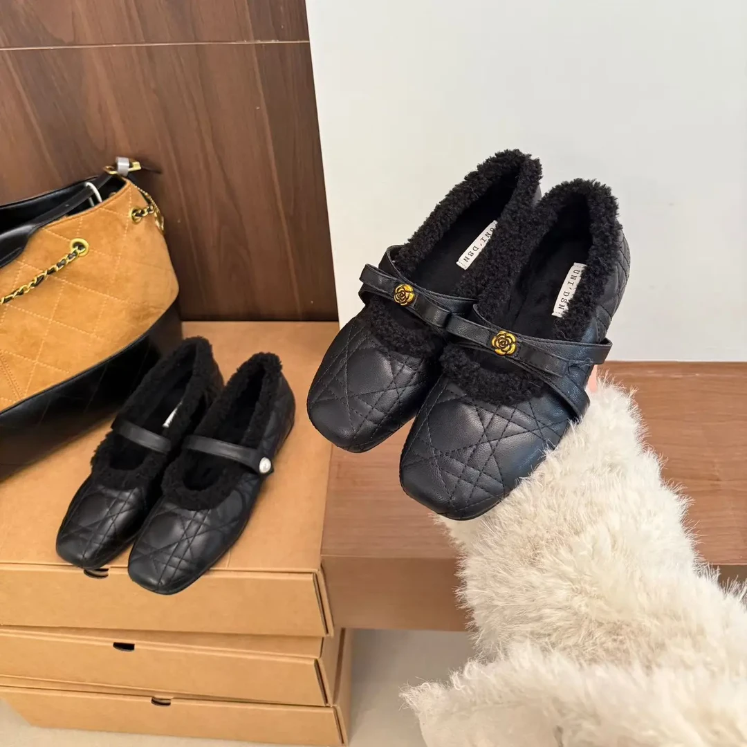 内增高加绒保暖女款冬季外穿法式小香风玛丽珍单鞋