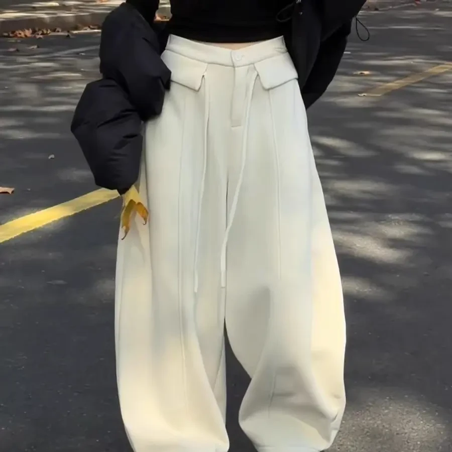 「欣欣子」加绒女士宽松时尚垂感拖地休闲裤