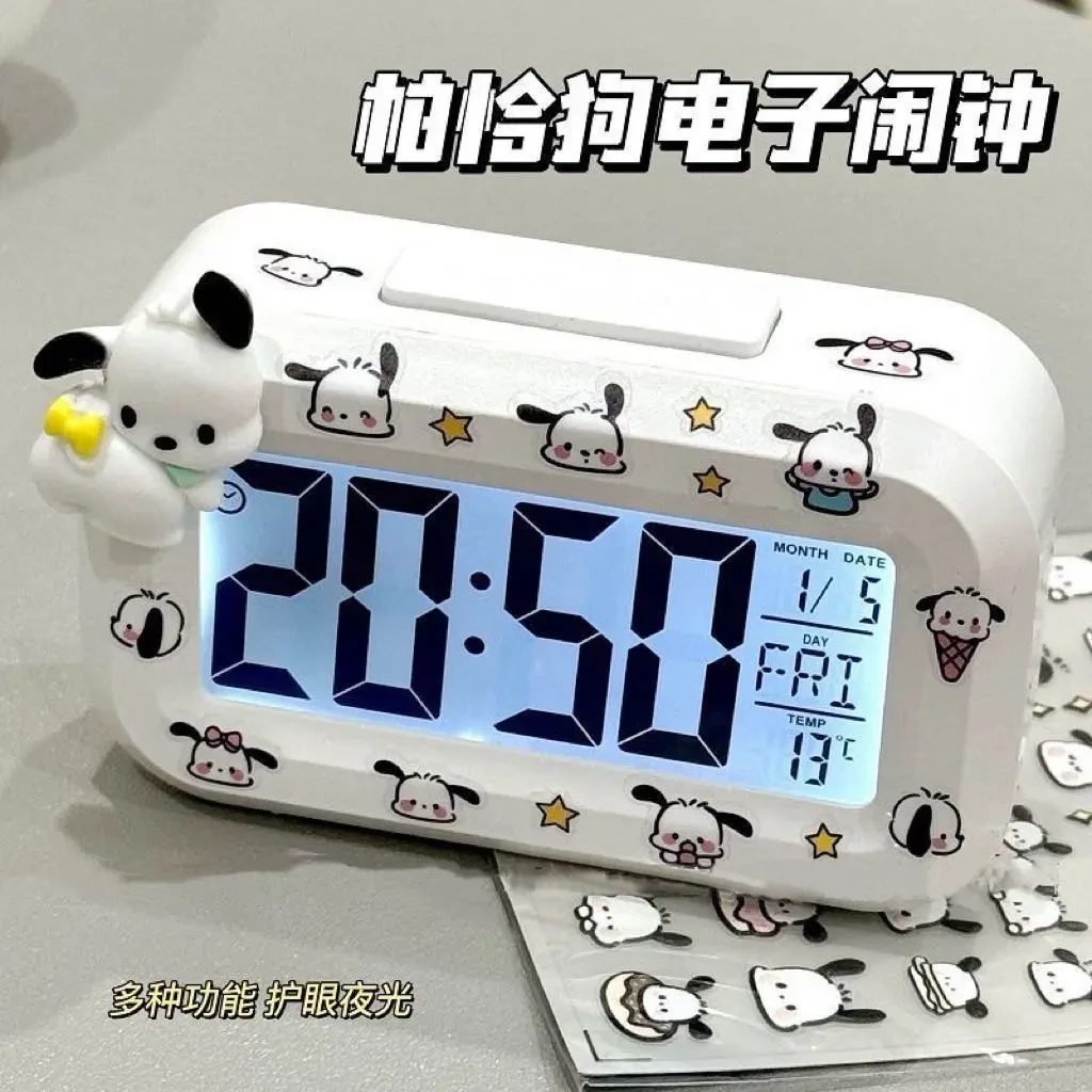 新款帕恰闹钟迷你夜光台钟多功能可爱静音便携学生桌面钟表时钟J