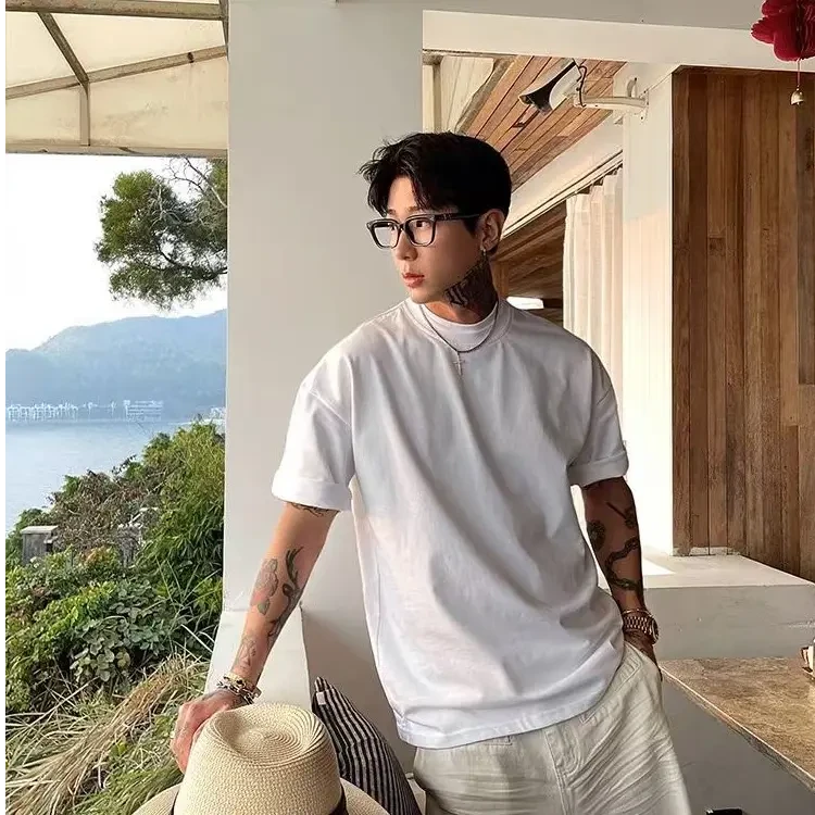 2025简约基础款双层螺纹短袖T恤