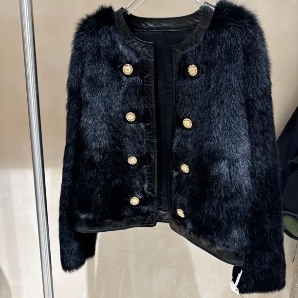 冬季新款小香风重工水貂皮草短款外套