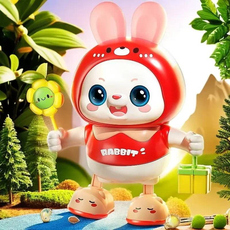 0-1岁新生婴儿抬头训练电动唱歌跳舞小兔子玩具兔子宝宝引导学爬