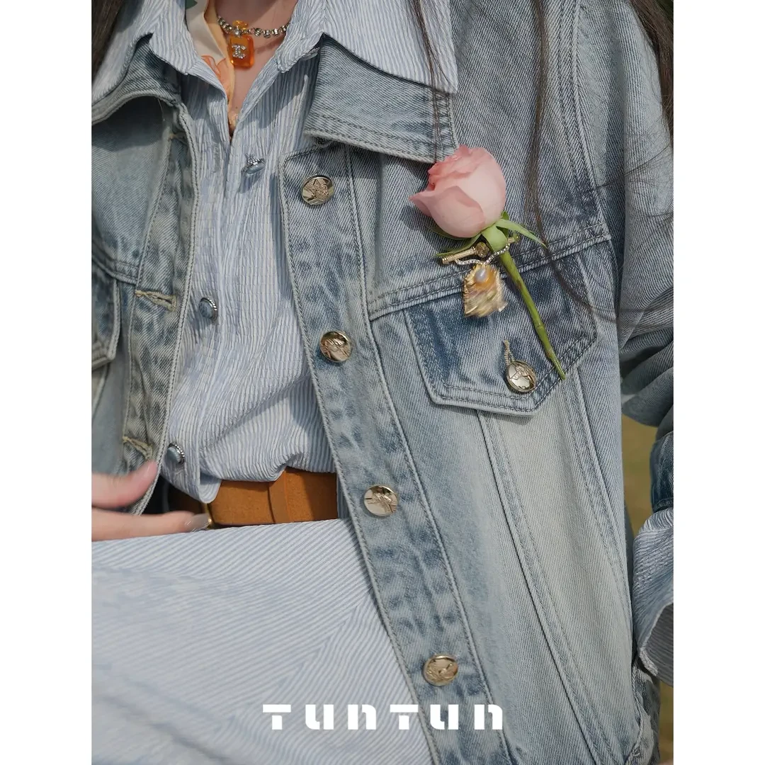 吞吞TUNT【周末出游】休闲搭子 精致青春设计感牛仔外套
