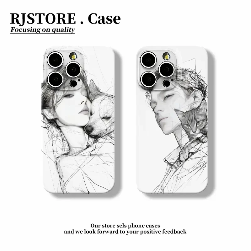 奥菲顿情侣素描男女适用iphone16菲林15手机壳华为vivo小米oppo套