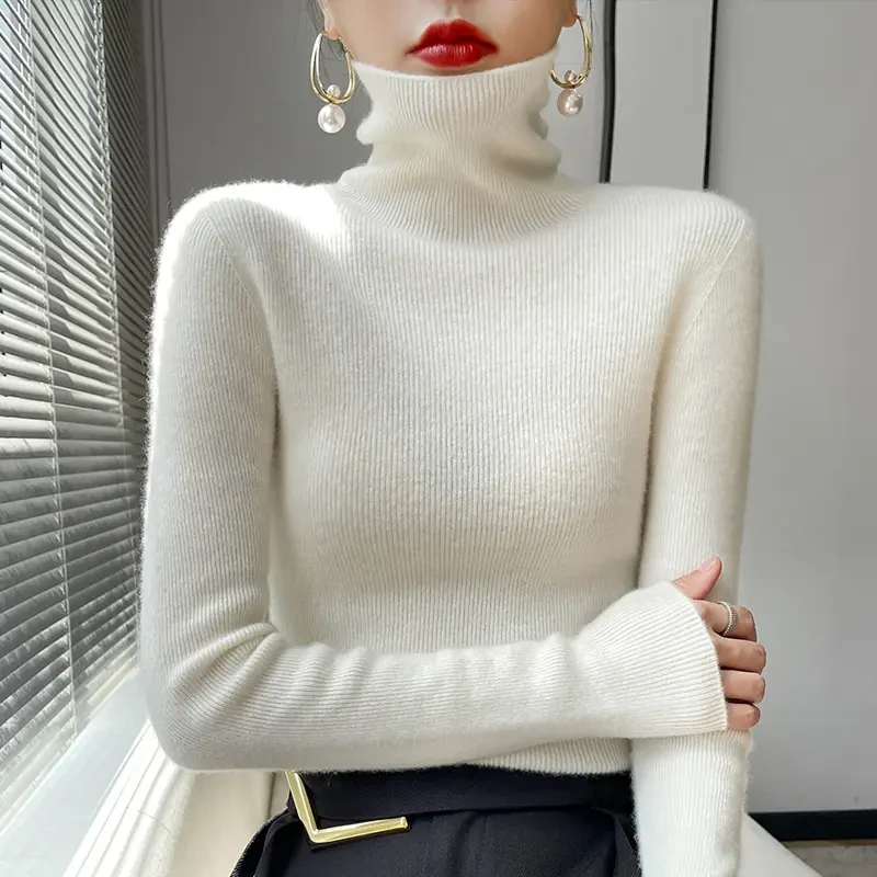 【茶芙巷】堆堆领修身毛衣针织衫高领显瘦内搭打底衫【WN】