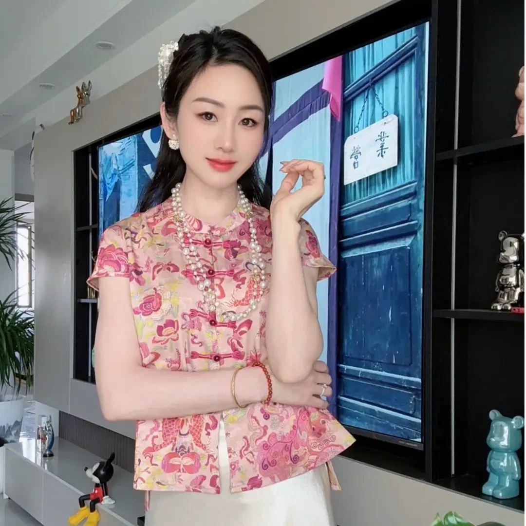 【如鱼得水】马甲百搭夏季提花圆领常规款马夹无袖印花气质时尚上衣