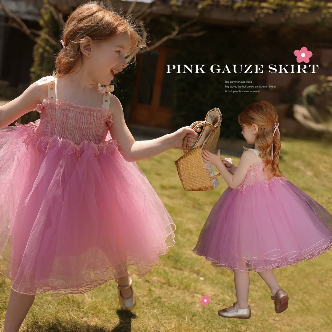 女童夏季小众蓬蓬纱连衣裙允儿妈宝宝洋气吊带裙儿童公主裙生日裙