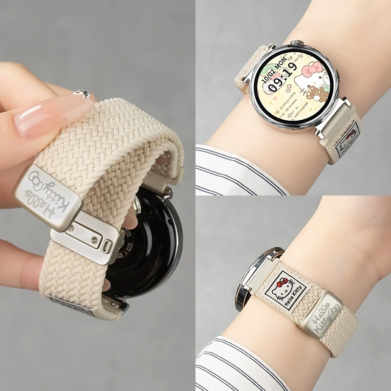 适用华为GT6/5表带女款gt4/3手表带watchgt3/5pro创意kt猫编织带