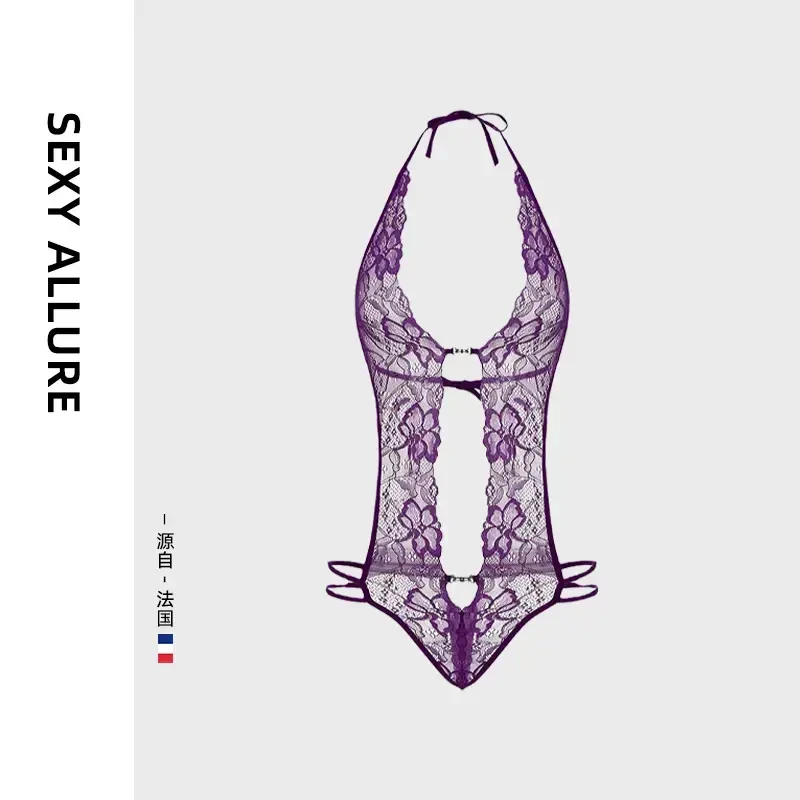 TINGLUAN/町鸾网红轻奢纯欲风性感时尚蕾丝连身衣气质美背少女