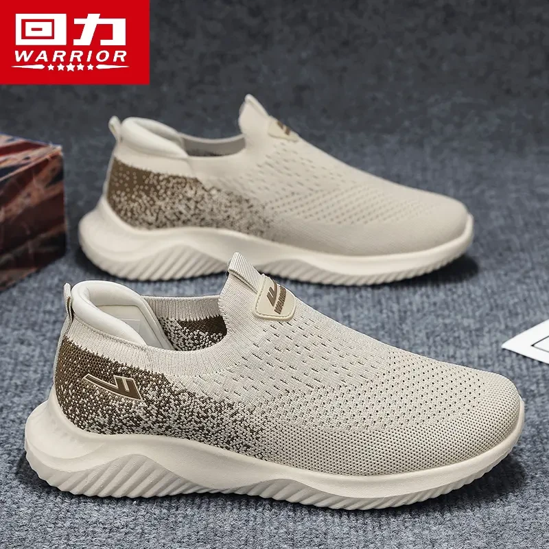 回力男鞋夏季透气飞织网面运动休闲爸爸鞋跑步软底一脚蹬袜子潮鞋
