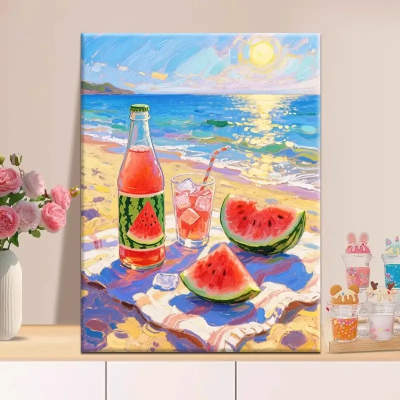 (汽风轻喃）diy数字油画高品质手工填涂色解压治愈送礼丙烯装饰画