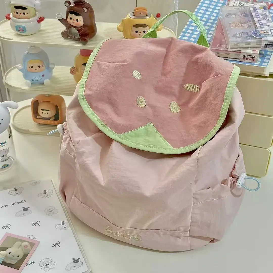 2025新款大学生可爱小书包小背包夏日多巴胺水果系列撞色双肩包女