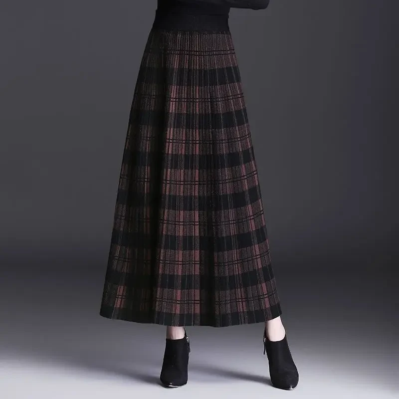 长款高腰百褶裙裙子半身老钱风松弛感女装贵气A字显瘦大码中长款