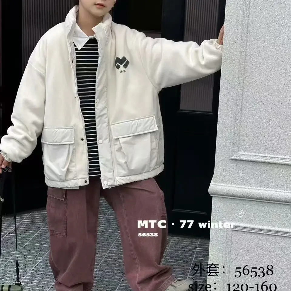 中童男童加厚保暖脏染棉外套冬季中长款潮流百搭99