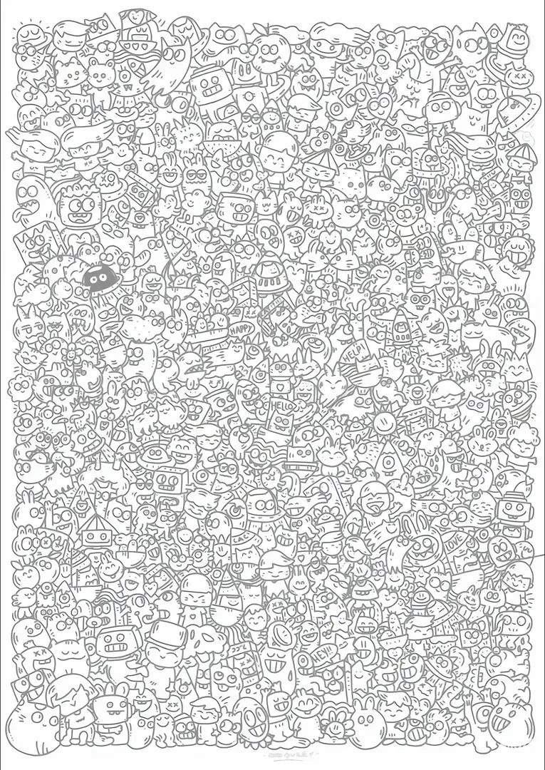 【线稿简笔画】简笔画涂鸦练习画摸鱼线条无聊解压练习临摹纸稿